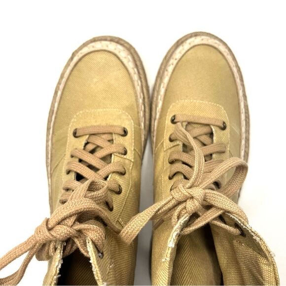 Free People Menorca‎ Lace Up Boots in Tan Canvas, Size 8 NIB - Picture 5 of 10